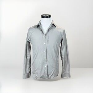 Men's J+ Jil Sander Misty Gray Solid Button-Down Shirt Brushed Cotton Size Small